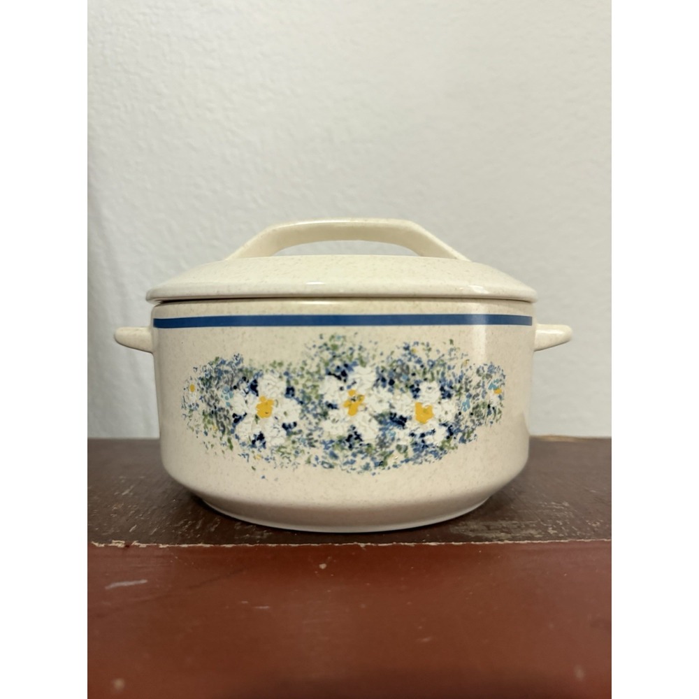 LENOX Dewdrops Temper-Ware Round 1.25 Quart CASSEROLE  SERVING & BOWL 7" Lid MCM